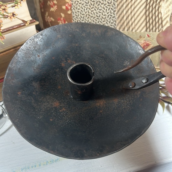 VTG Hand Forged Iron Candlestick Handheld Hand Made Rustic Farmhouse Primitive - Picture 5 of 13